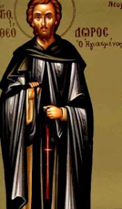 Der geheiligte Theodoros, die Mönchsväter im Kloster des heiligen Sabbas